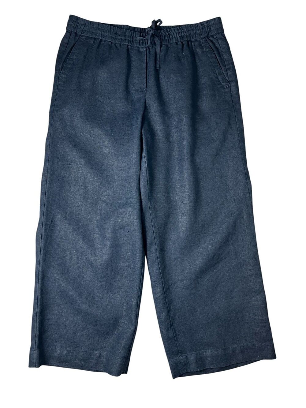 Talbots Blue Pull-on Drawstring Wide Leg Cropped Linen Pants  Size S  Casual - Picture 2 of 14